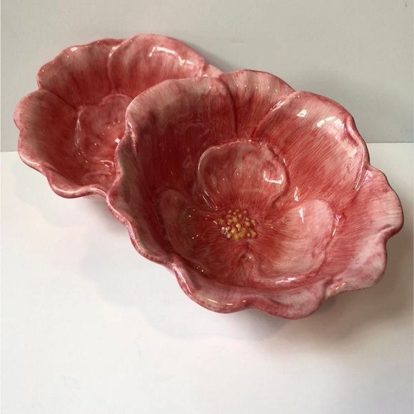 Earthenware pink Flower bowls pier 1 - Picture 3 of 7